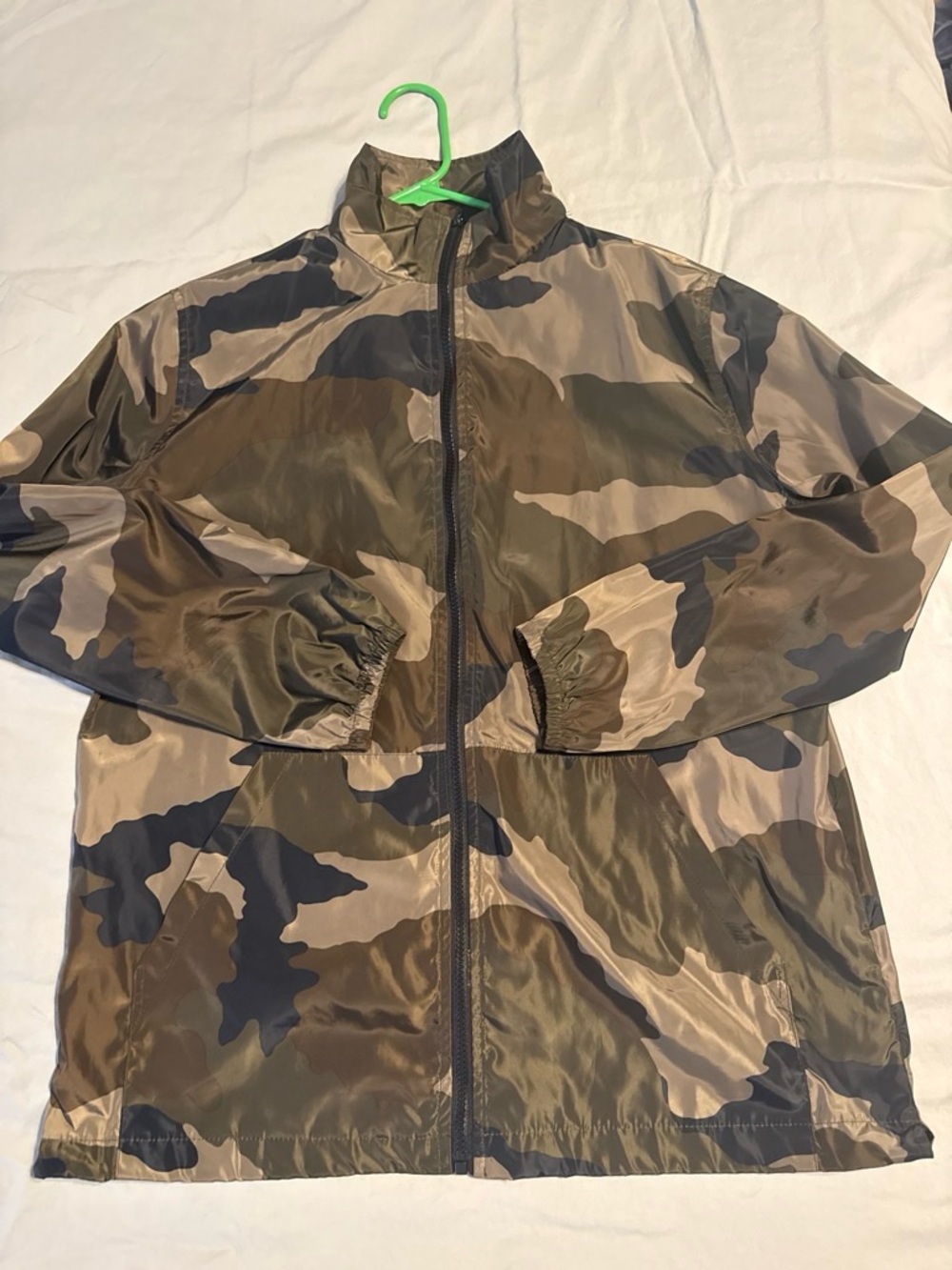wild fable Women's Camo Zip Windbreaker - Brown/Olive/Black